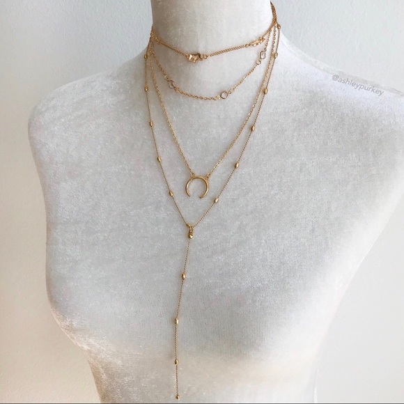 🌸4 for $10🌸 elephant crescent layered Y necklace - Picture 2 of 4